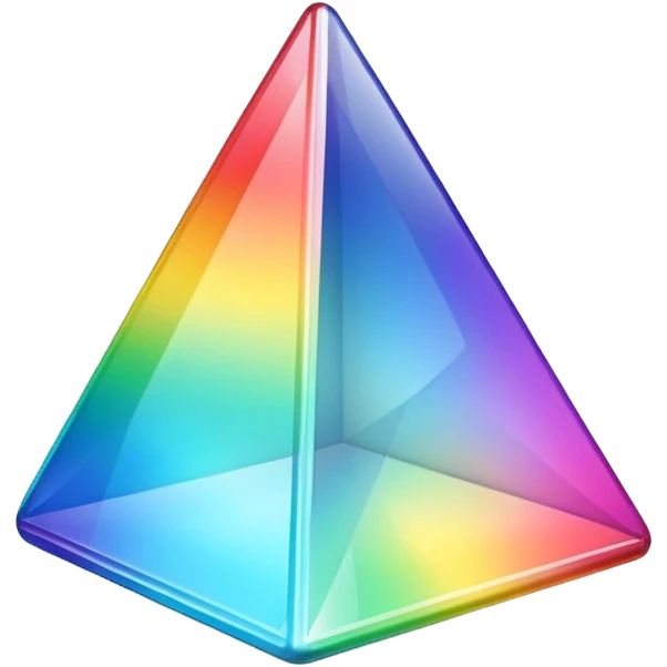A 3d, not to detailed rainbow prismatic triangular prism. emoji