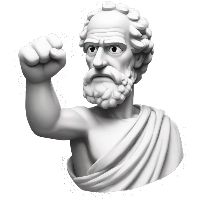 ancient greek philosopher shakes fist at sky in Simpsons style emoji