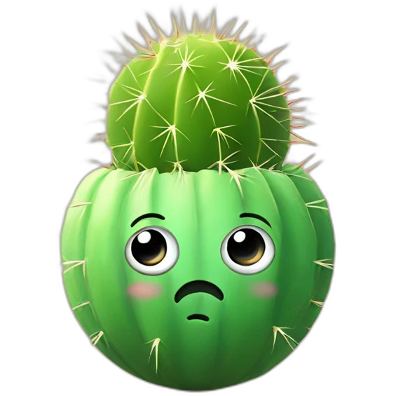 ball cactus with face emoji