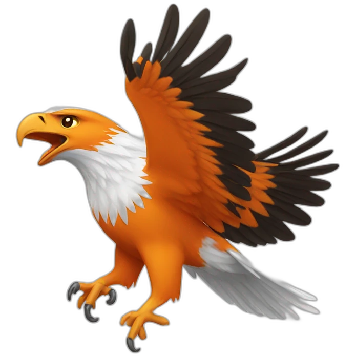 Orange and white eagle flying emoji
