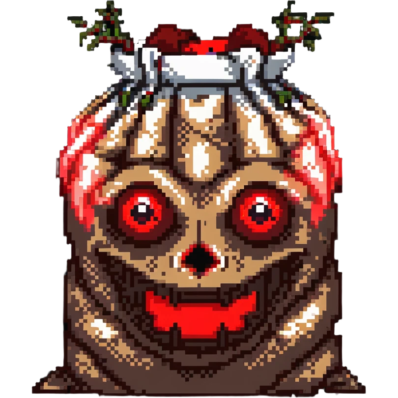 terrifying burlap sack face with glowing red eyes emoji