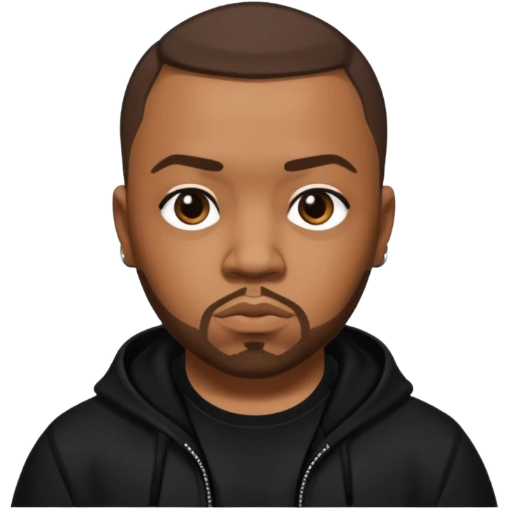 Timbaland with dark brown hair, black outfit emoji