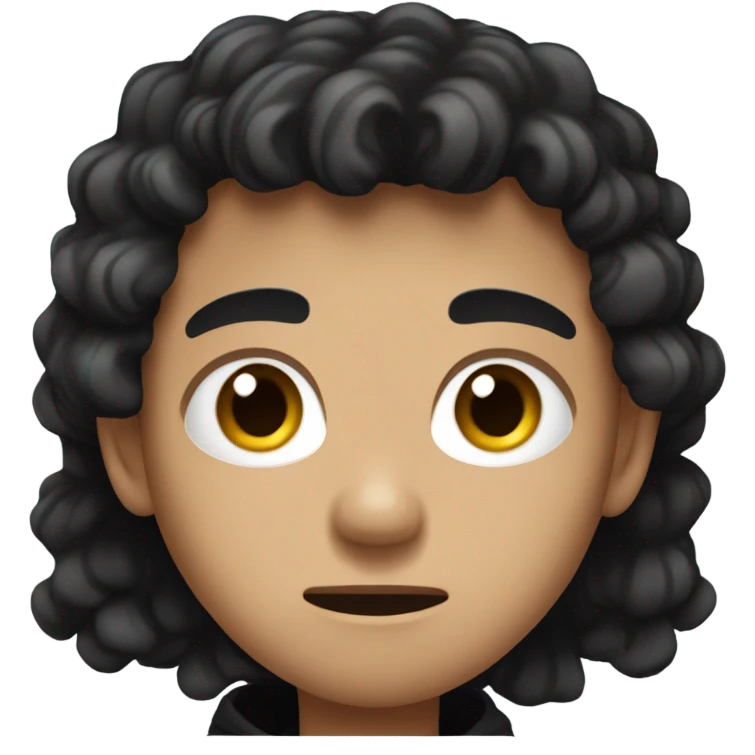 a young male with medium skin and curly black hair, wearing a black hoodie, angry expression emoji