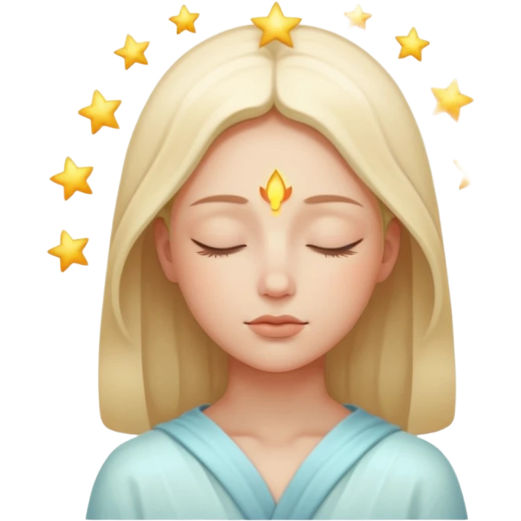 closed eye with a glowing symbol above emoji