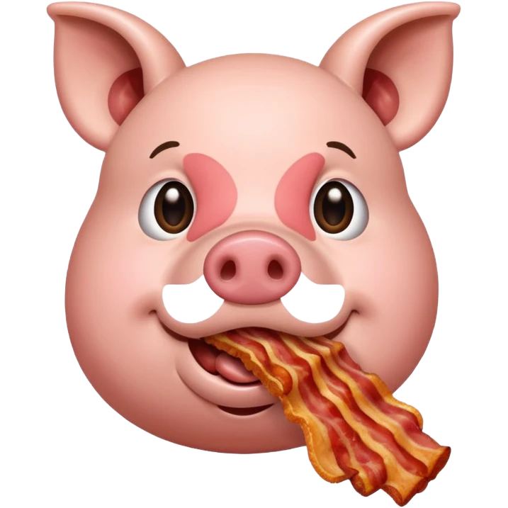 A pig eating bacon emoji