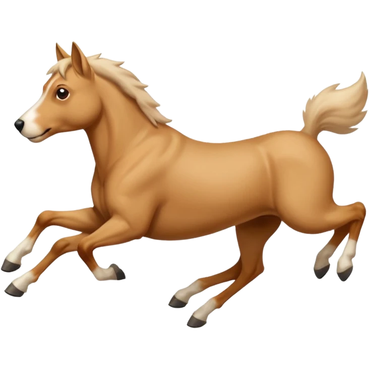 beige dog jumping over horse emoji