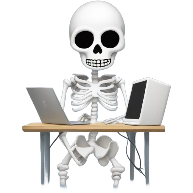 Skeleton on computer emoji