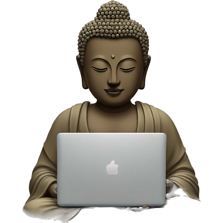 Buddha working on laptop emoji
