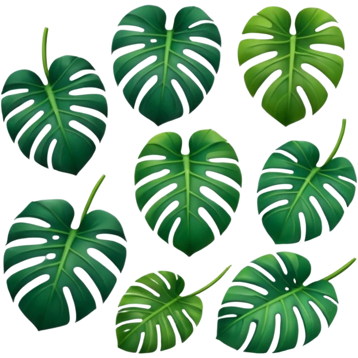 ten small icons of mostera leaves emoji
