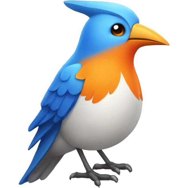 stoic blue bird with an orange beak emoji