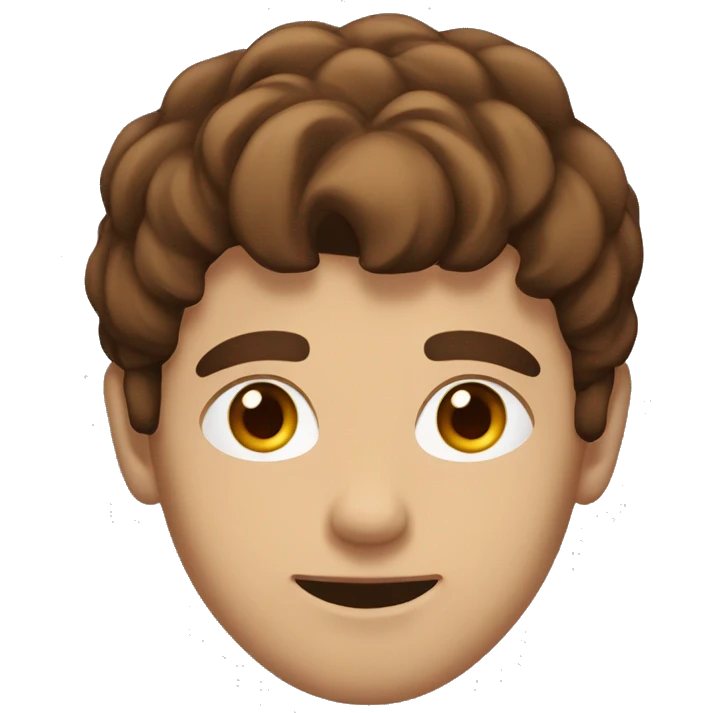 Brown hair guy with brown eyes with red hoodie pulled up emoji