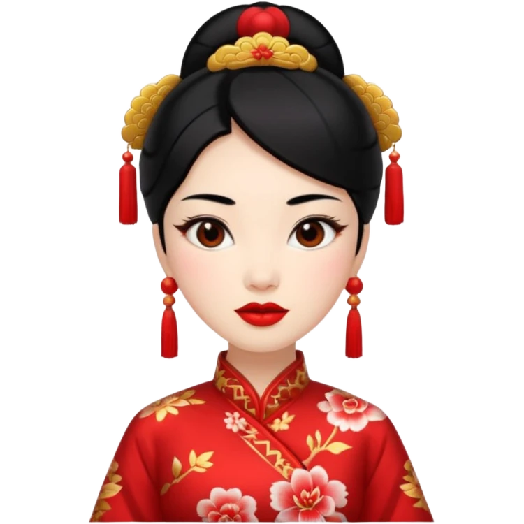 cara coqueta con disfraz chino emoji