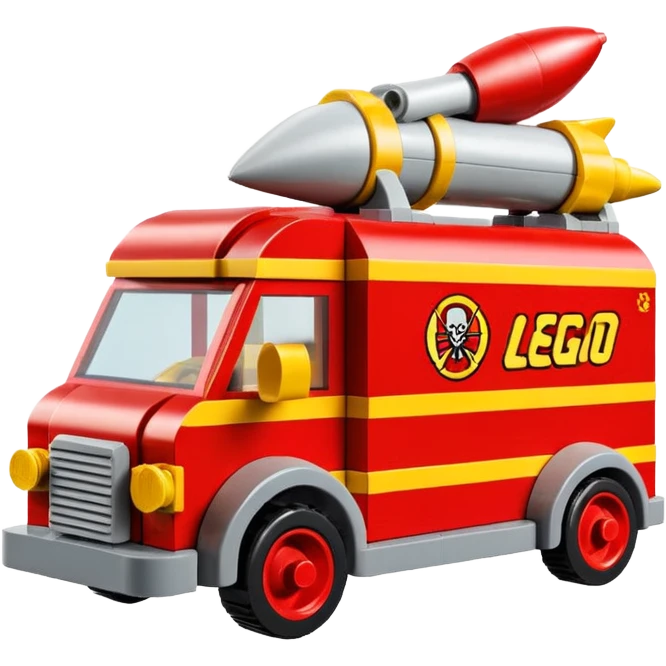 Heroic Lego SuperBug Ron’s exterminator antique rocket powered moving van (motto: Killing bugs is fun) emoji