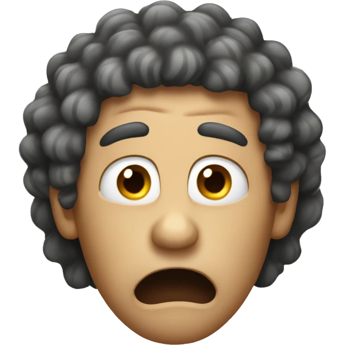 Curly mullet man gasping  emoji