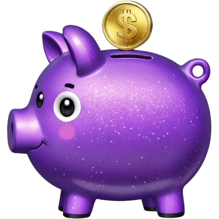 money in a glitter purple piggy bank emoji