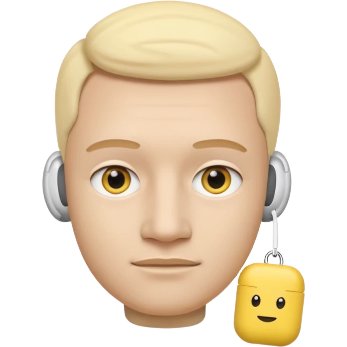 A yellow face exactly like this « 😶 » and wearing airpods max emoji