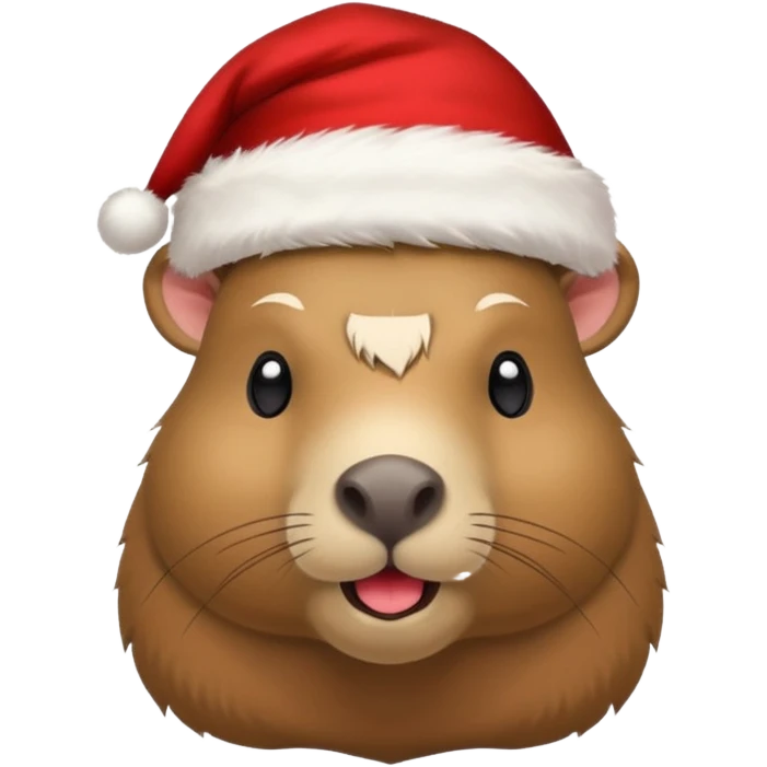 capypara wearing red hat of santa claus emoji