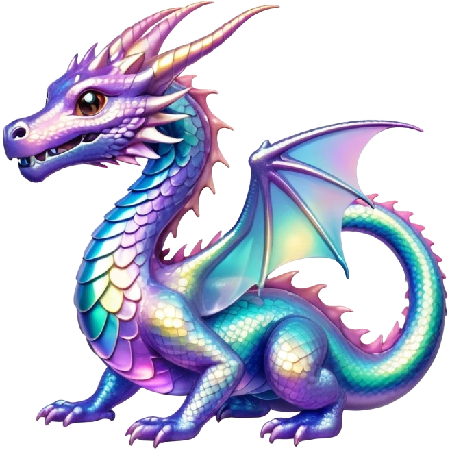 Sparkly glossy Pastel iridescent glass dragon emoji