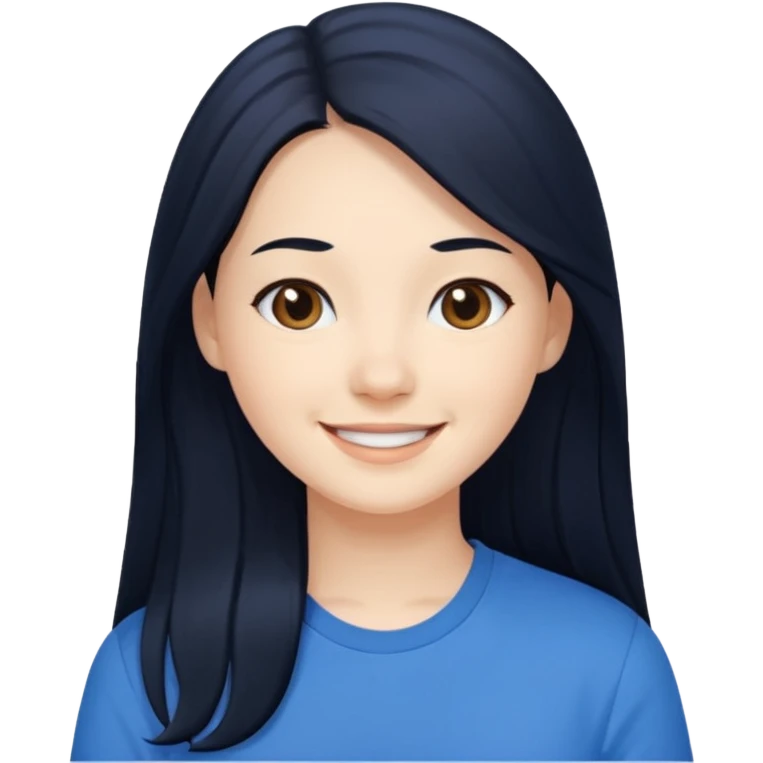 검정 긴머리에 청순한 직장인의 모습 파란셔츠입고 웃고 있으면 좋겠어 emoji