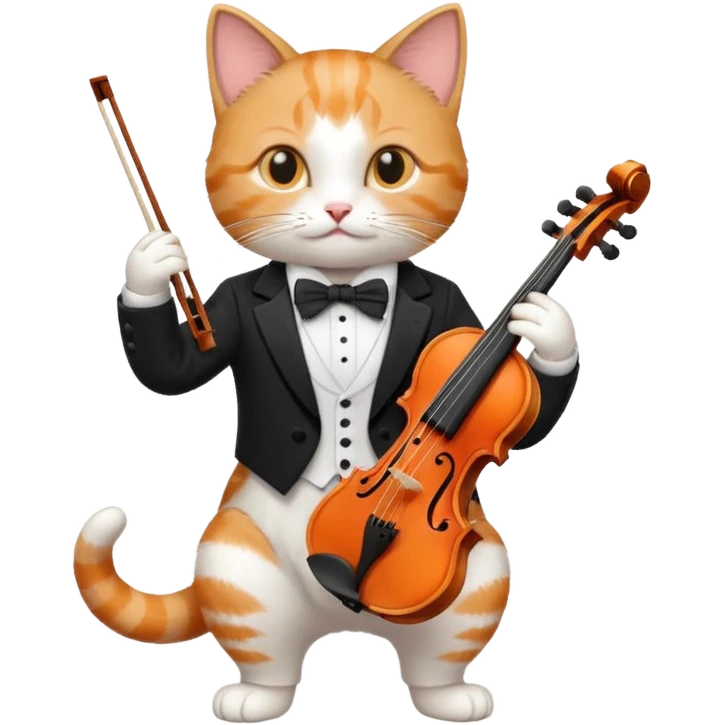 Cat playing violin on his shoulders emoji