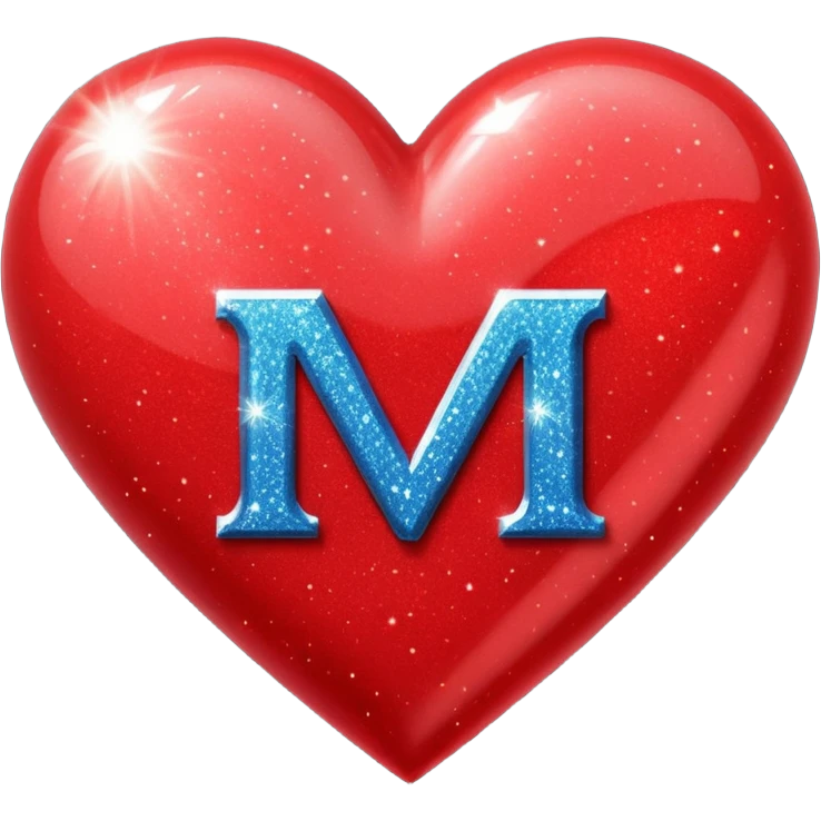 Corazon con vrillotos y una m en el centro emoji