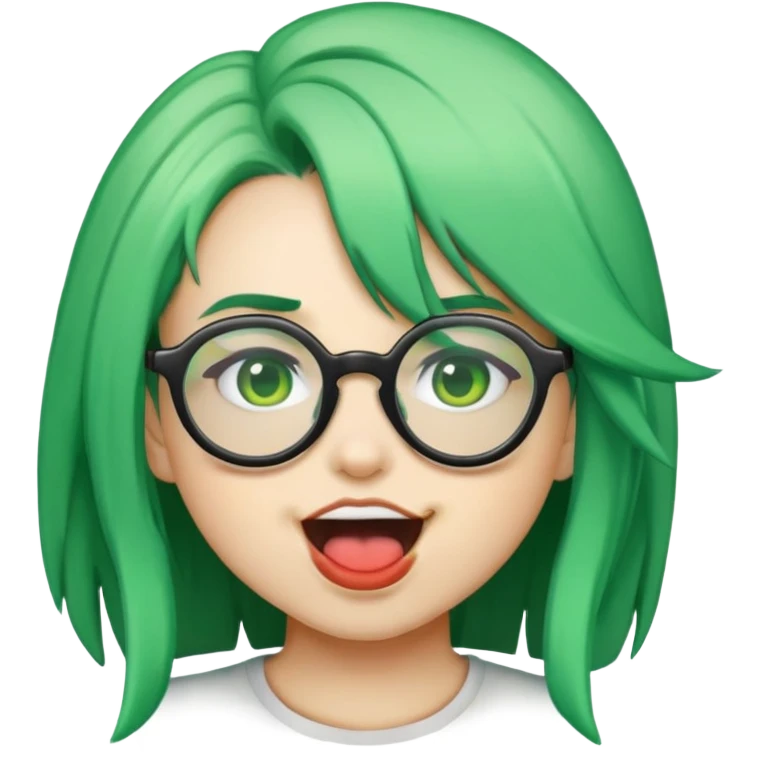 Seele with green hair and glasses biting, emoji style emoji
