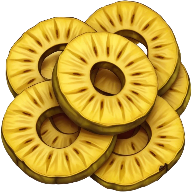 Cinematic Realistic Patacones Dish Emoji, depicted as twice-fried plantain slices with a crispy exterior rendered with detailed textures and dynamic, inviting lighting. emoji