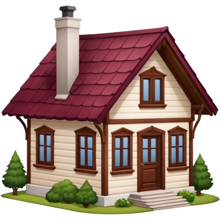 A dacha with a burgundy tiled roof emoji
