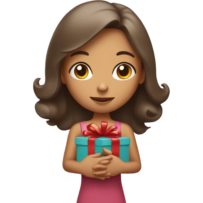 FILLE AVEC UN CADEAU DANS LA MAIN emoji