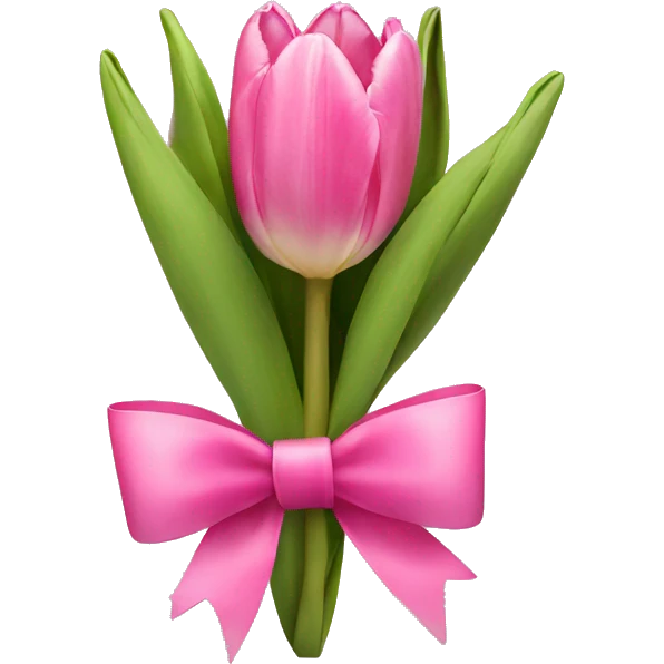 Pink tulips with a bow emoji