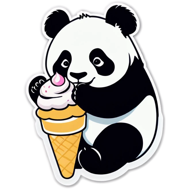 Panda eating ice cream emoji