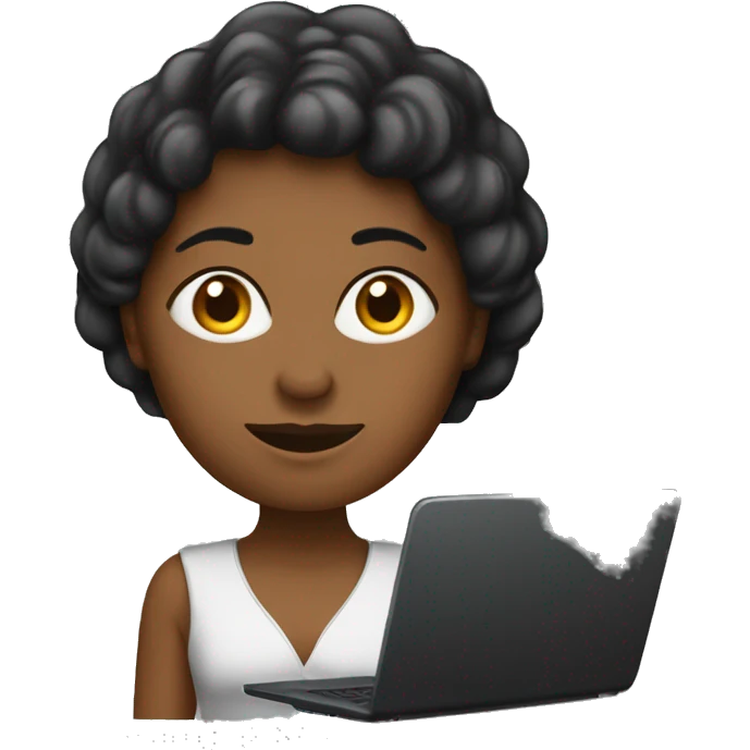 mujer de cabelloo negro con una laptop emoji