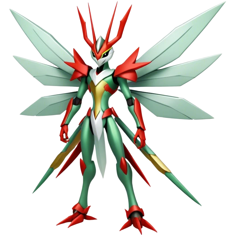 Cool Edgy Shiny Ethereal Legendary Kartana-Digimon-Scizor-hybrid full body emoji