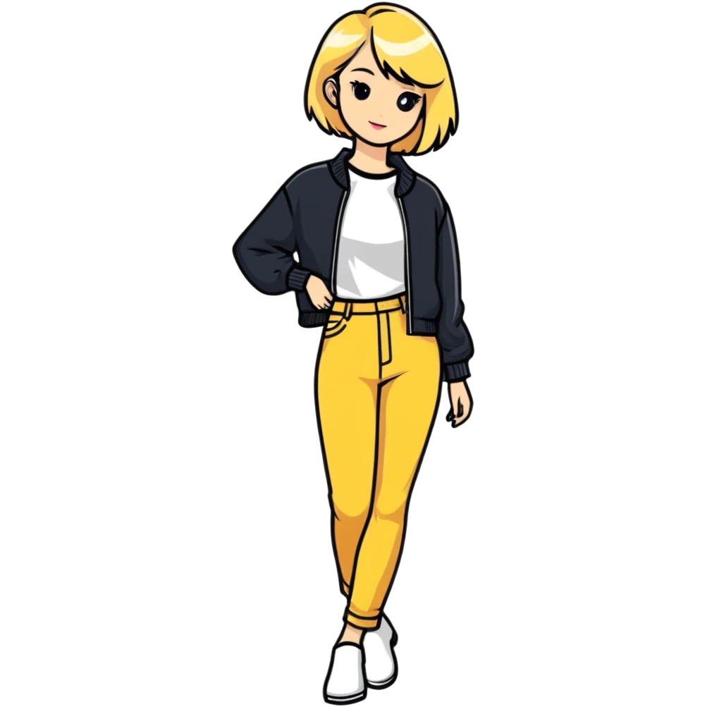 stylish blonde model in a fashionable full body pose emoji