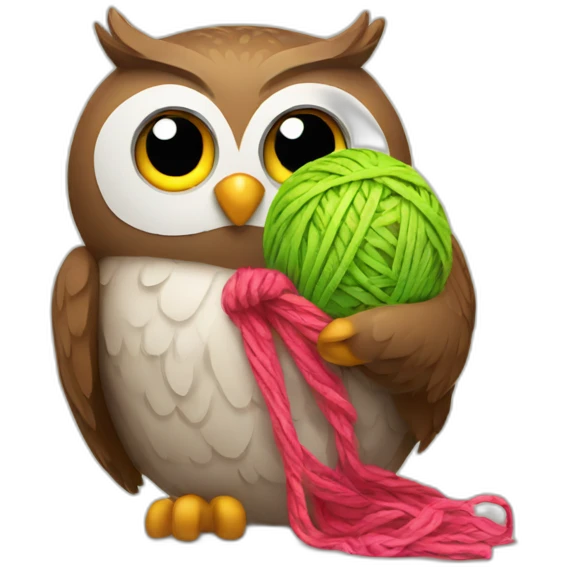 Owl holding yarn ball emoji