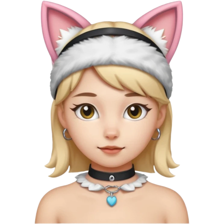 character in kitten play gear with cat ears headband and a collar emoji