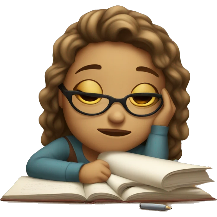 Tired girl studying hard  emoji