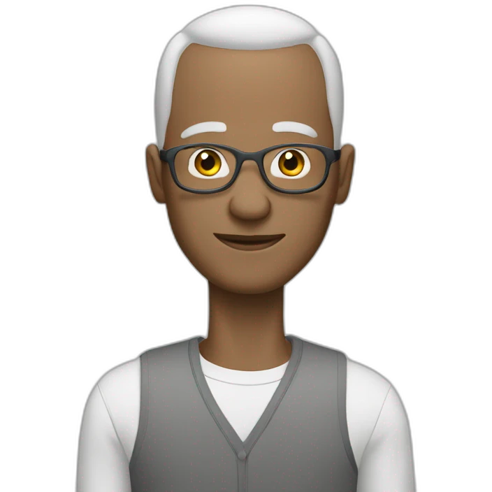 Man without hair grey barb White glasses emoji