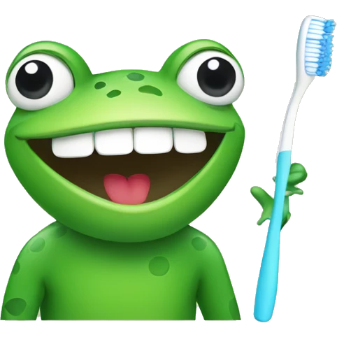 frog with a toothbrush emoji