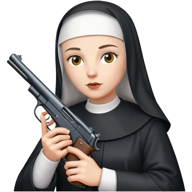 stylish nun holding a gun emoji