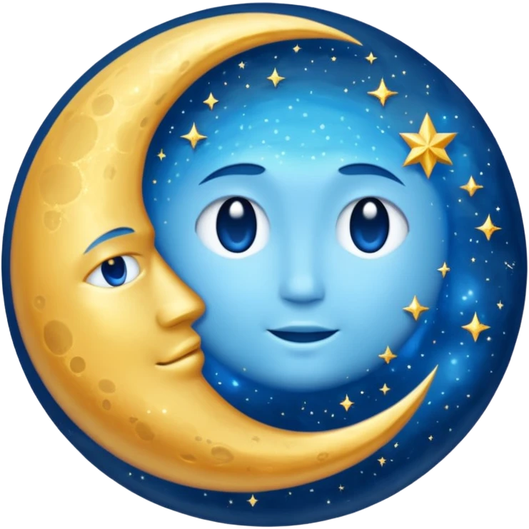 Glitter cian moon emoji