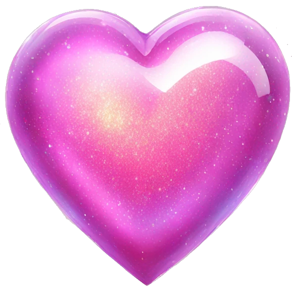 Sparkly glossy pink iridescent glass crystal sparkly  glass heart emoji