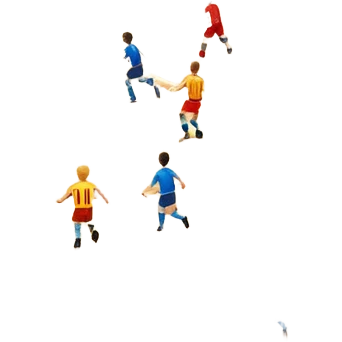 A mini-football match in an indoor sports hall with wooden flooring and clear field markings. The scene shows a vibrant game in action, with players positioned on the court, the goalposts visible, and the atmosphere filled with energy and focus. emoji