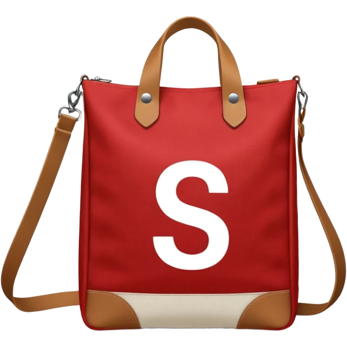 red bags with white logotype "S" emoji