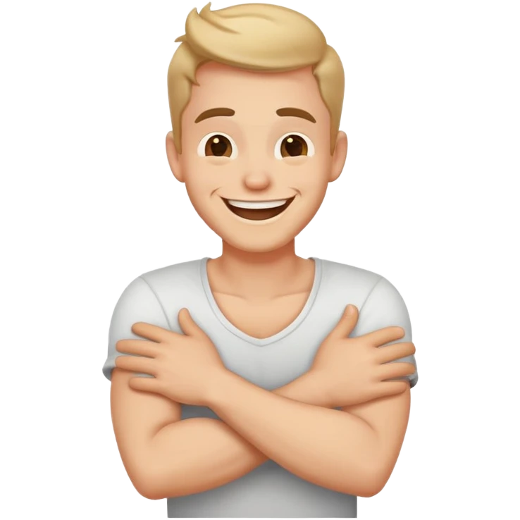 arms crossed holding neck laughing guy emoji