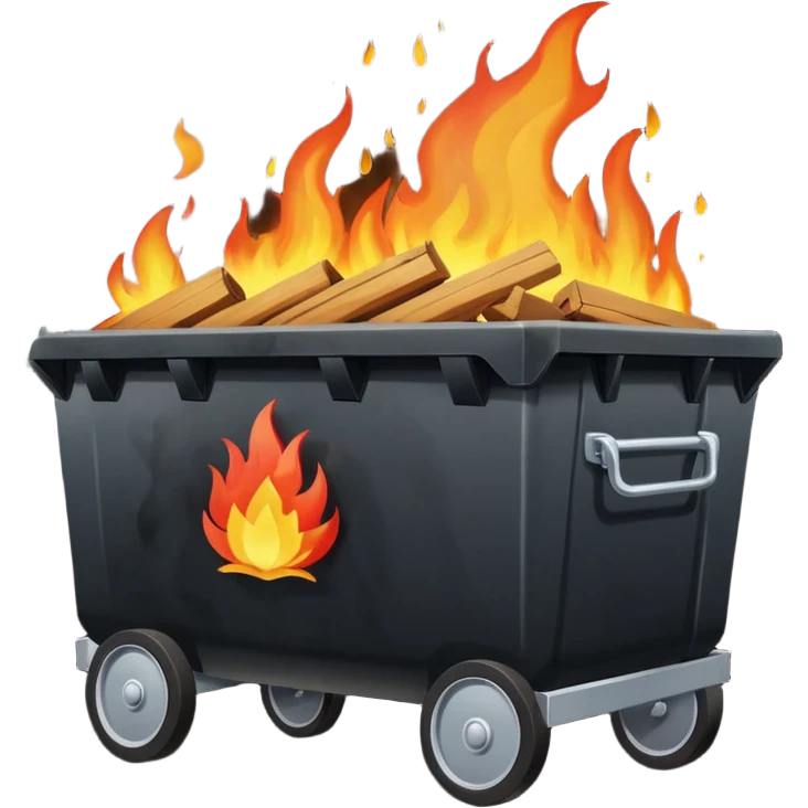 Flaming dumpster fire with "Indian bureaucracy" at the center. emoji