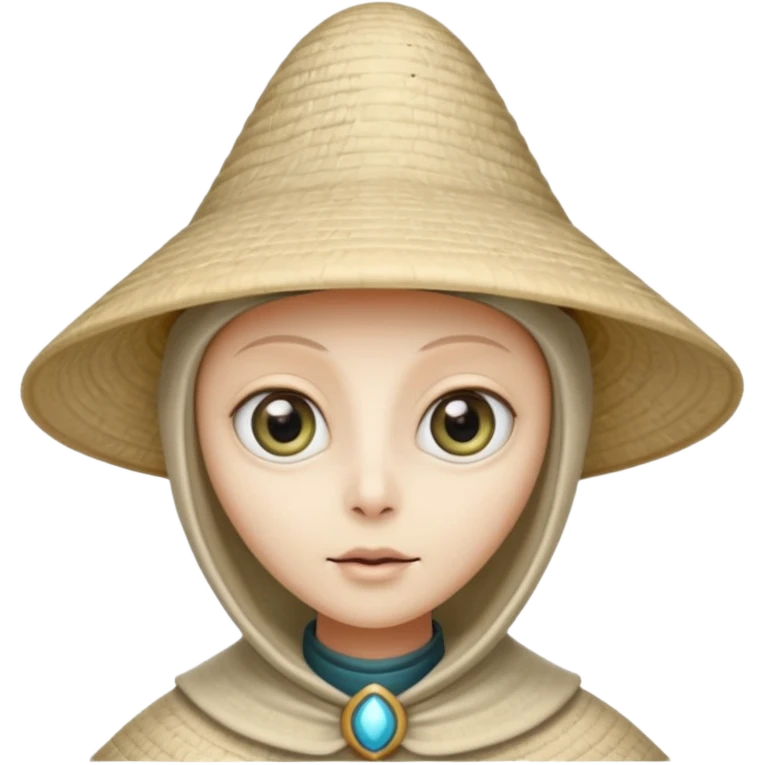 ancient alien with conical hat, white emoji