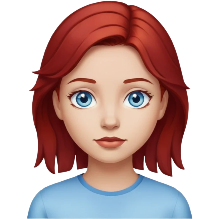 dark red hair girl with light blue eyes  emoji