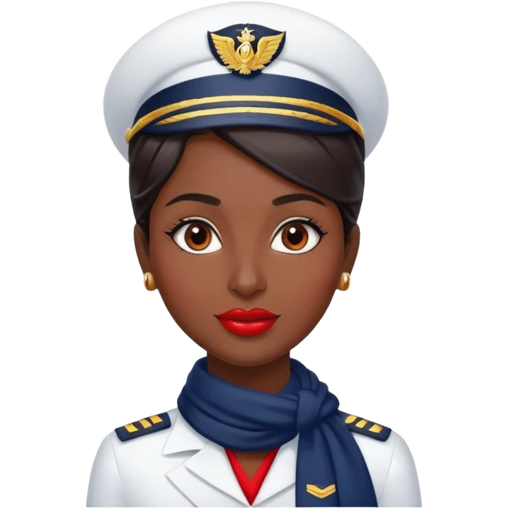 indian flight attendant with navy scarf red lips emoji