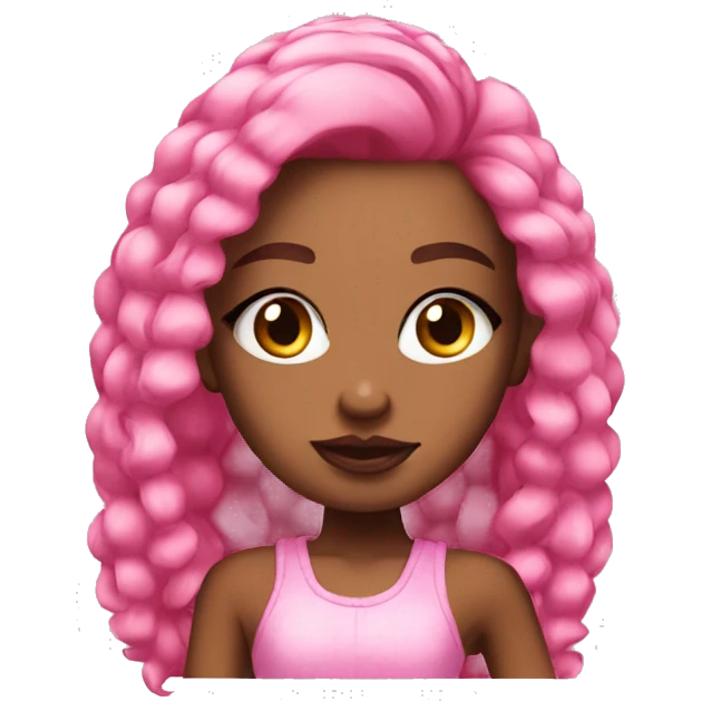 an baddie with pink hair look pretty look like a bratz emoji